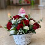 Red & White Flower Basket